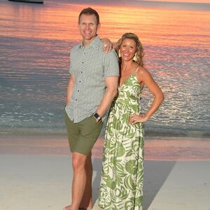 Vici Green and White Maxi Dress